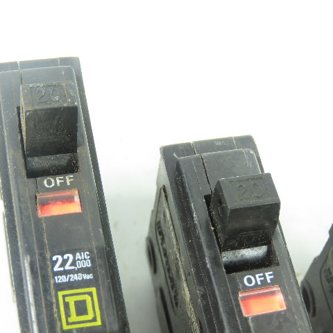Square D 20A Breaker 22,000 Aic 120/240VAC Lot Of 6