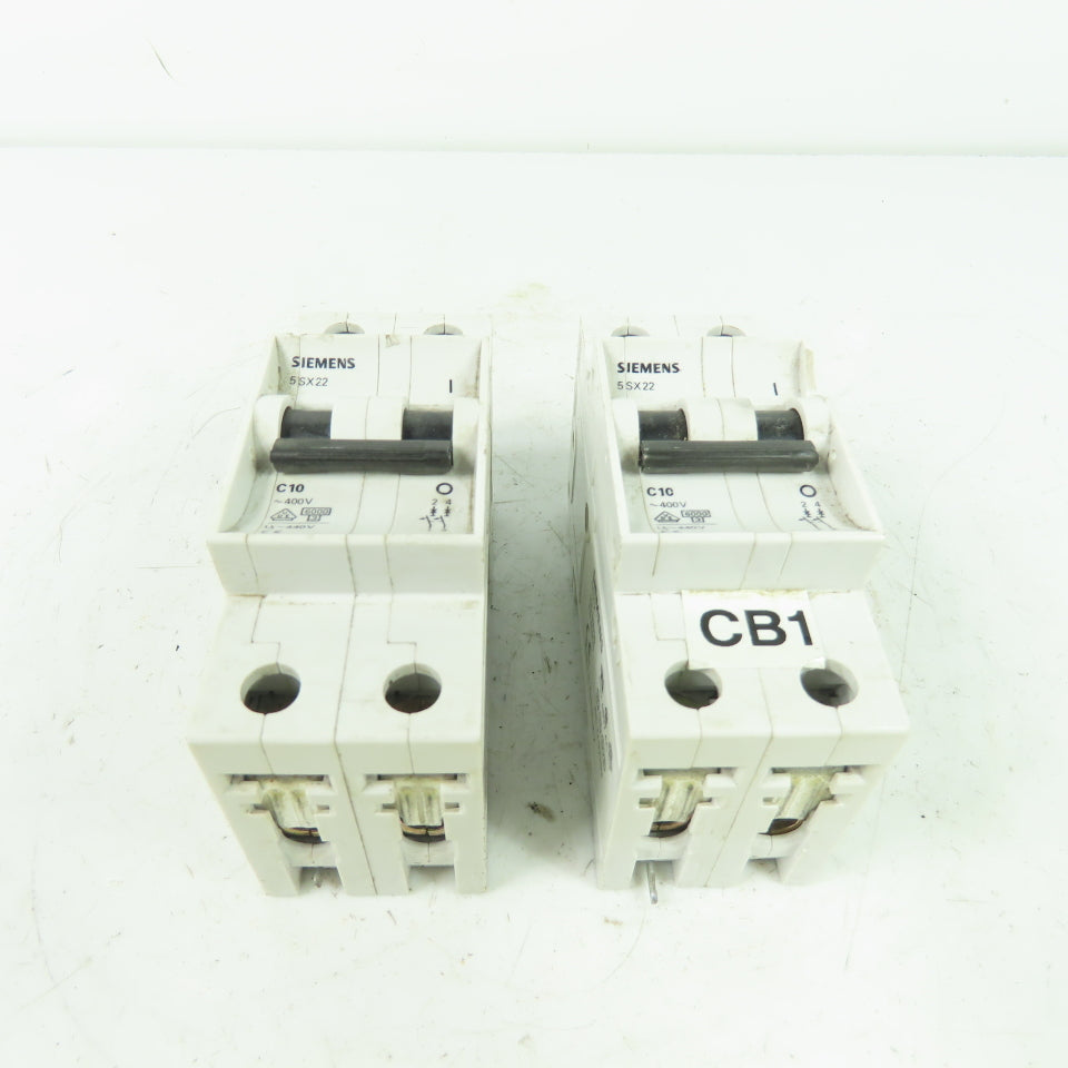 Siemens 5SX2 5SX22 C10 400V 10A Circuit Breaker Lot Of 2