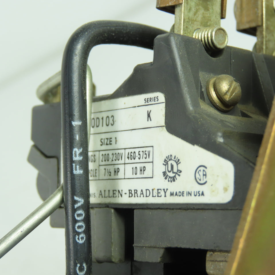 Allen Bradley 709-B0D103 Size 1 10HP Motor Starter 120V Coil Ser K