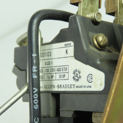 Allen Bradley 709-B0D103 Size 1 10HP Motor Starter 120V Coil Ser K