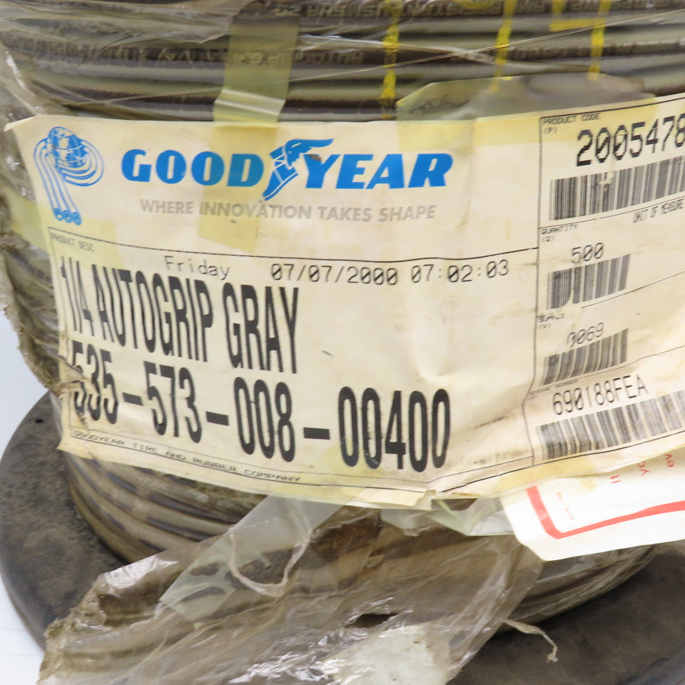 Goodyear 2G-14C/28 1/4" Autogrip Gray Flame Resistant Air Hose 300PSI 500' Reel