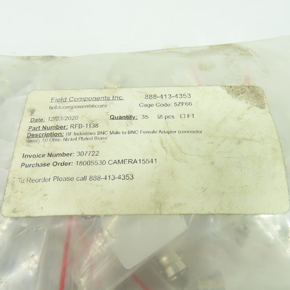 RF Industries RFB-1138 BNC Male To BNC Female Adapter Connector Lot Of 35