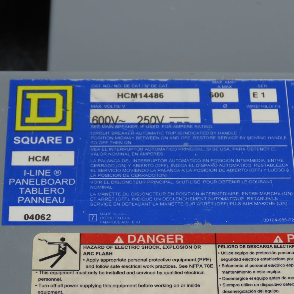 Square D HCM14486 I-Line 600A 600V HCM Panelboard Interior & Box W/Cover
