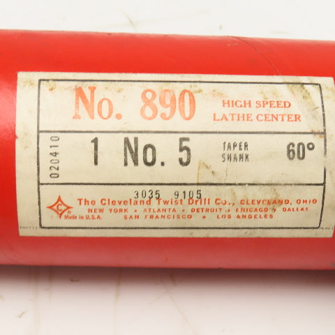 Cleveland Twist Drill No. 5 890 60° Lathe Dead Center Taper Shank