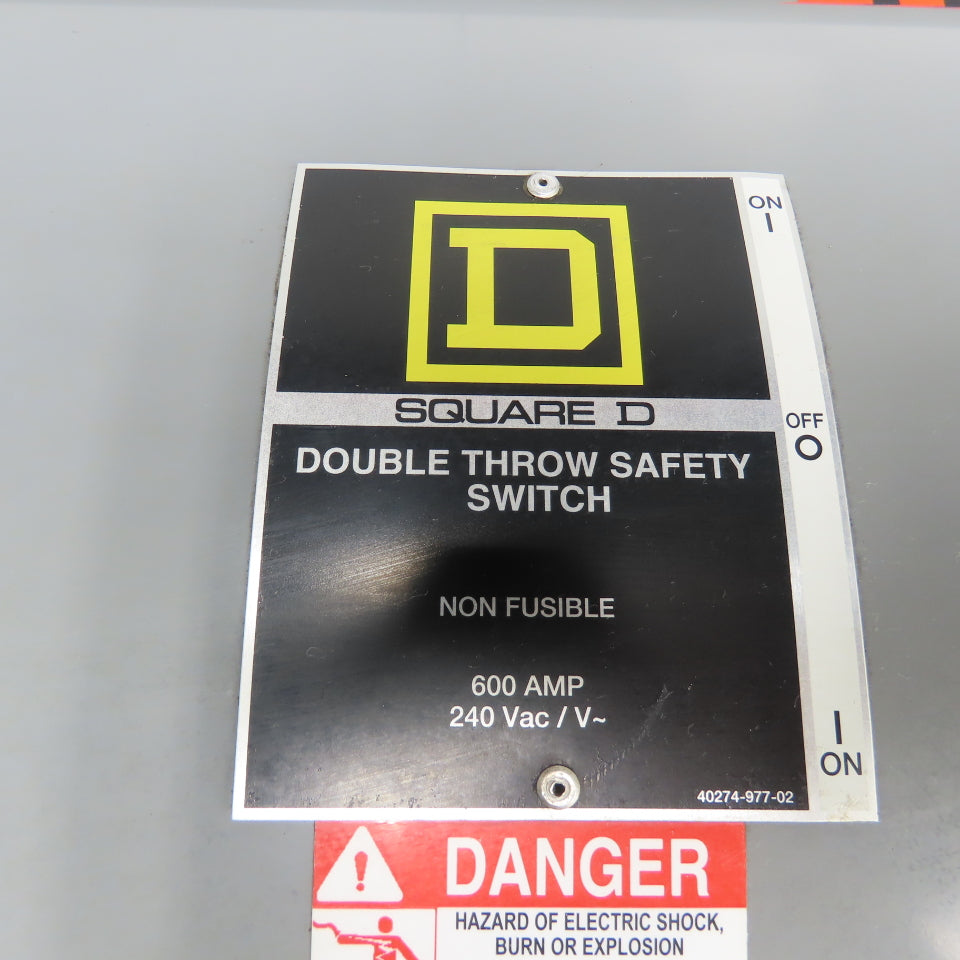 Square D 92356 600A Non-Fusible Double Throw Safety Disconnect Switch 240VAC