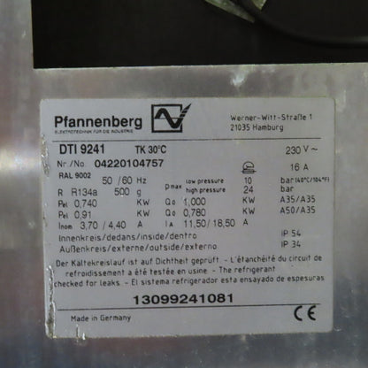 Pfannenberg DTI 9241 1000W Electrical Enclosure Cooling Unit 230V 16A