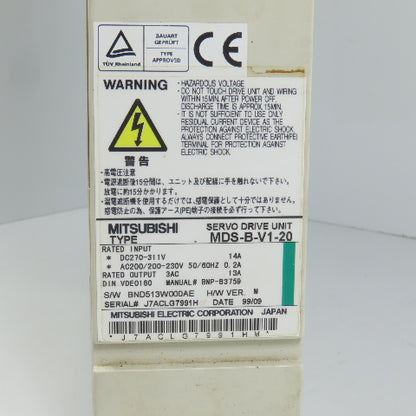 Mitsubishi MDS-B-V1-20 Servo Drive / Amplifier Unit