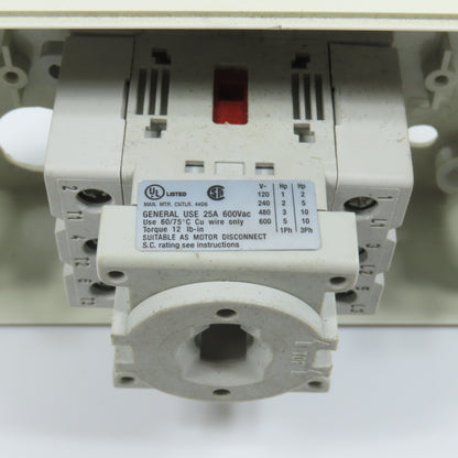 Sprecher + Schuh LA7-25-1753 25A 600V Motor Disconnect Switch 1-10HP W/Enclosure
