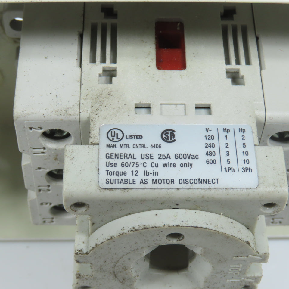 Allen Bradley 194E-A25-1753 25A 600V Motor Disconnect Switch 1-10HP W/Enclosure