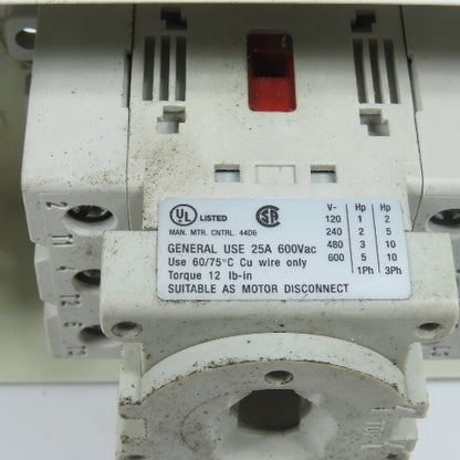 Allen Bradley 194E-A25-1753 25A 600V Motor Disconnect Switch 1-10HP W/Enclosure