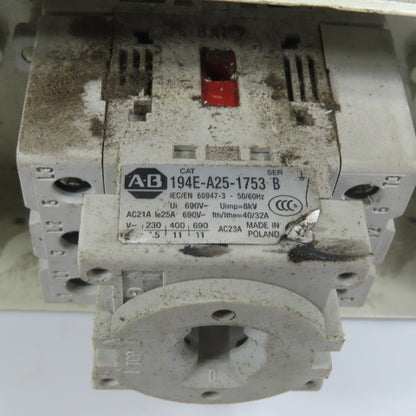 Allen Bradley 194E-A25-1753 25A 600V Disconnect Switch W/Broken Enclosure Lot/2