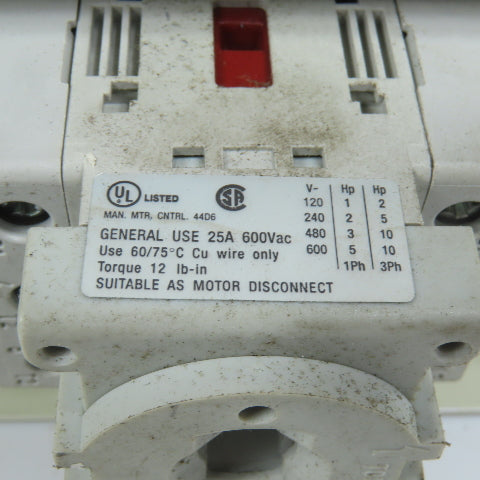 Allen Bradley 194E-A25-1753 25A 600V Disconnect Switch W/Broken Enclosure Lot/2