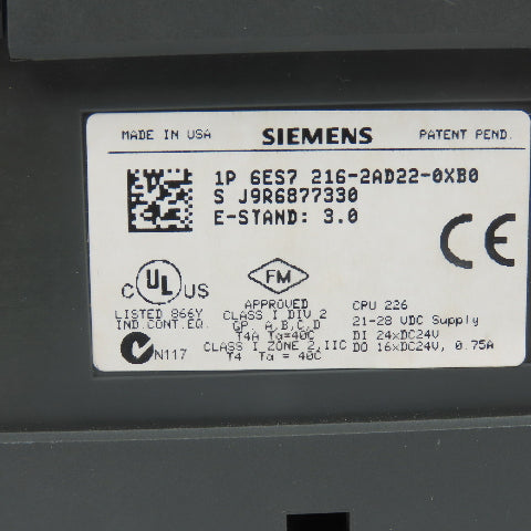 Siemens 6ES7 216-2AD22-0XB0 Simatic S7-200 CPU 226 Programmable Controller