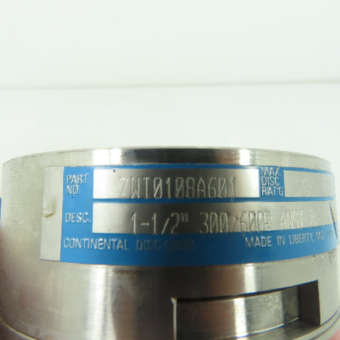 Continental Disk ZWI0108A601 1-1/2" Rupture Disc 250PSIG 300/600# ANSI ZAP