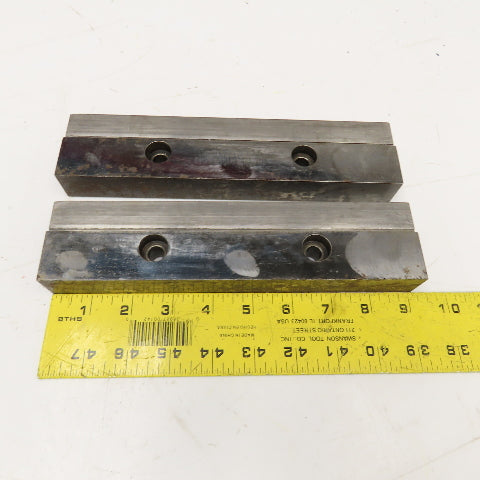 9" x 2" x 1" Thick Hardened Steel Machinist Vise Jaw Set 100mm Hole Center 2pc