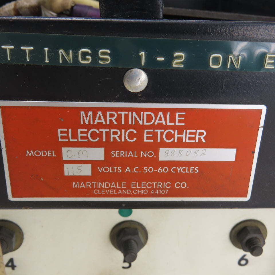 Martindale Model CM Electric Etcher 115VAC 50-60 Cycles