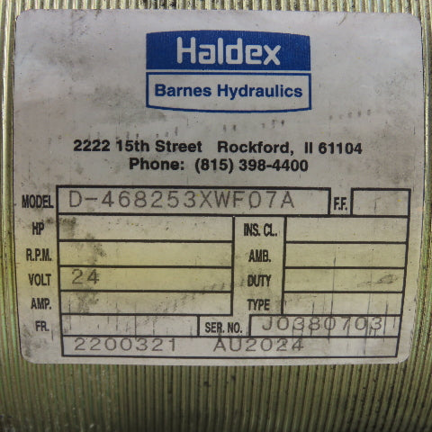 Haldex D-468253XWF07A 24V Hydraulic Pump Unit W/ 100203 518627601