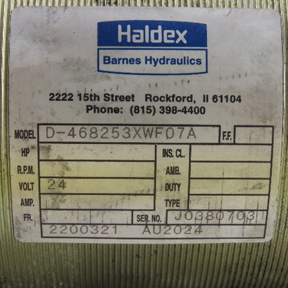Haldex D-468253XWF07A 24V Hydraulic Pump Unit W/ 100203 518627601