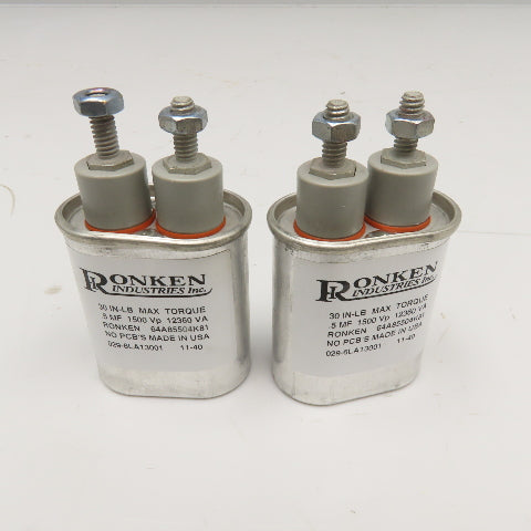 Ronken 64A85504K81 .5MF 1500Vp 12360VA Capacitor Lot Of 2