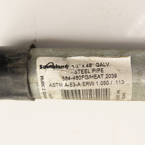 Southland 3/4 x 48" (4')) Galvanized SCH 40 Threaded Pipe Nipple Lot of 2