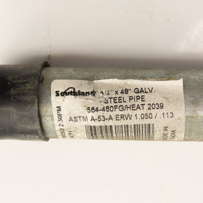 Southland 3/4 x 48" (4')) Galvanized SCH 40 Threaded Pipe Nipple Lot of 2