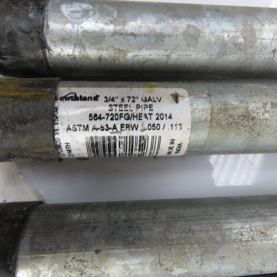 Southland 3/4 x 72" (6') Galvanized SCH 40 Threaded Pipe Nipple Lot of 5
