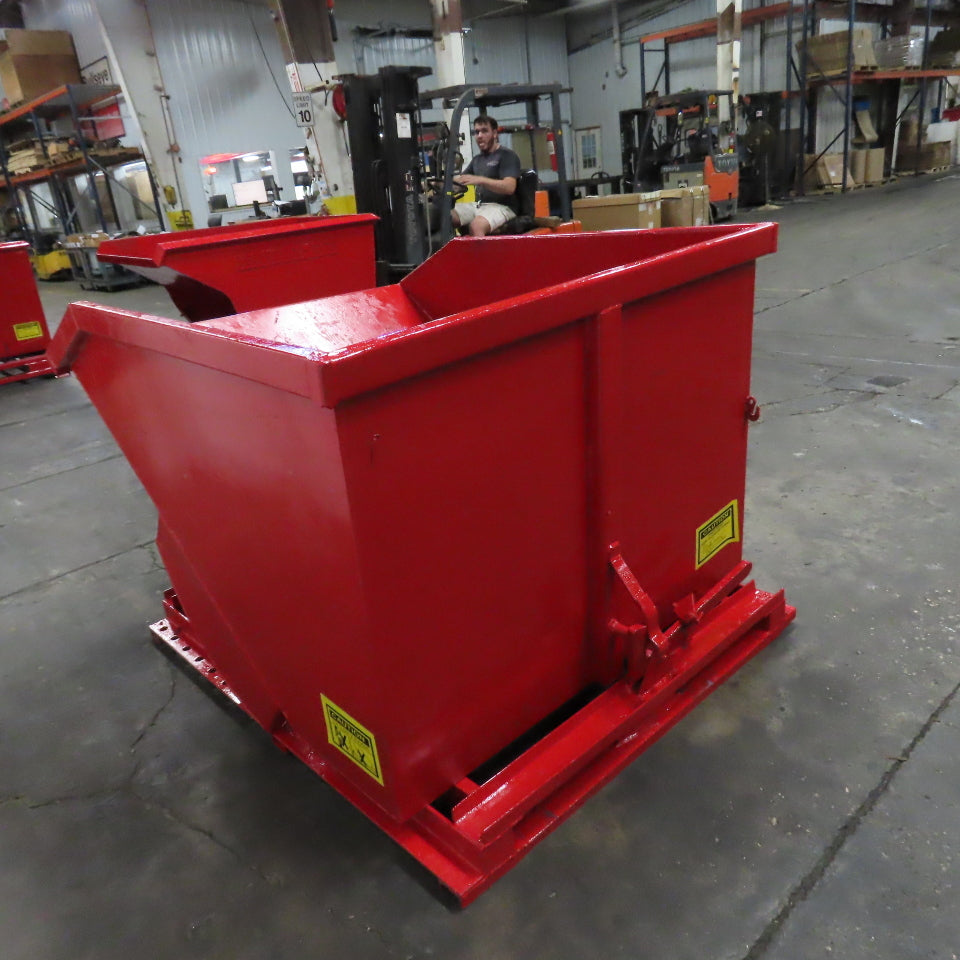 1-1/2 Cubic Yard Heavy Duty Self Dumping Trash Scrap Hopper (New Paint)