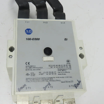 Allen Bradley 100-D300 EI 3-Pole Contactor 600VAC 340A 300HP 3Ph 110-130V Coil