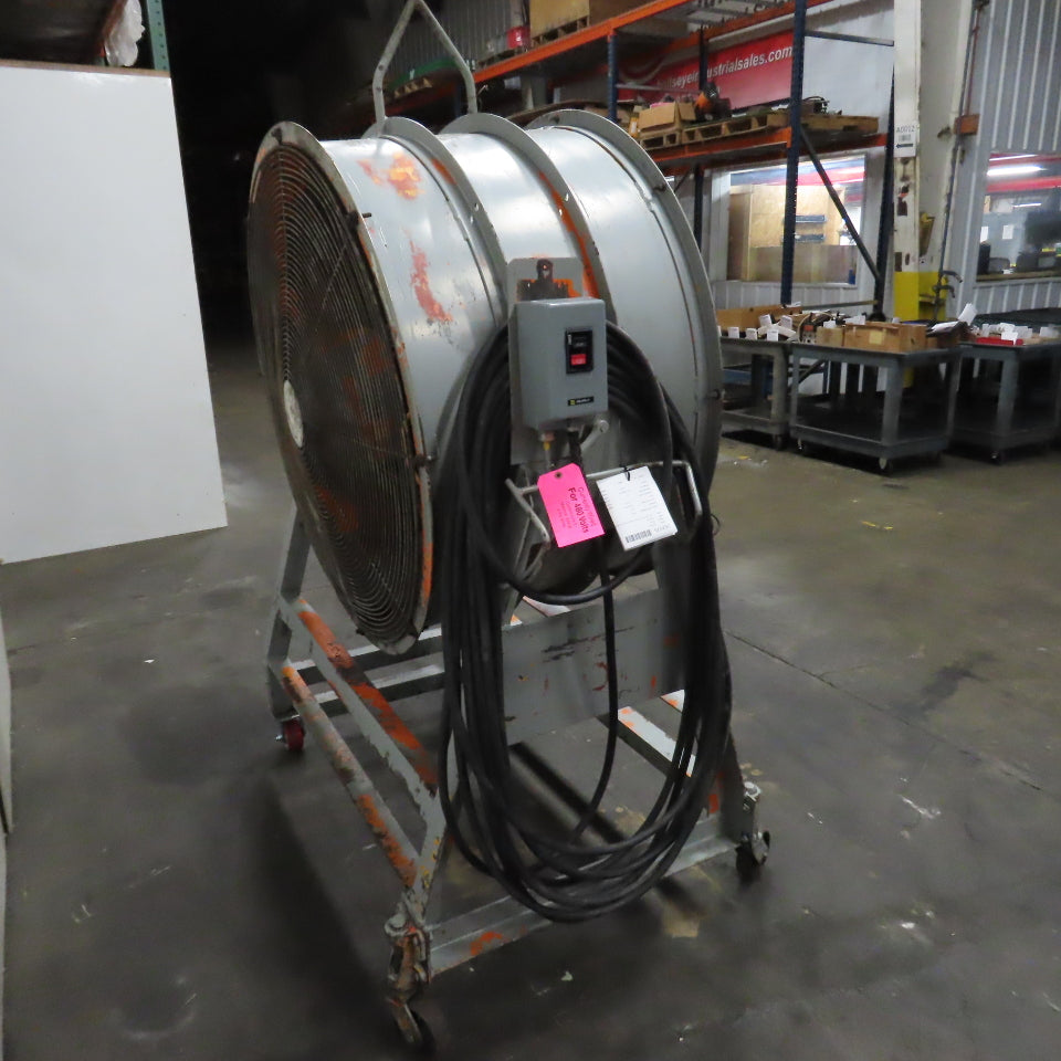 Aerovent LS429 42" Industrial Air Mover Blower Drum Fan 460V 5HP 84' Cord Tested