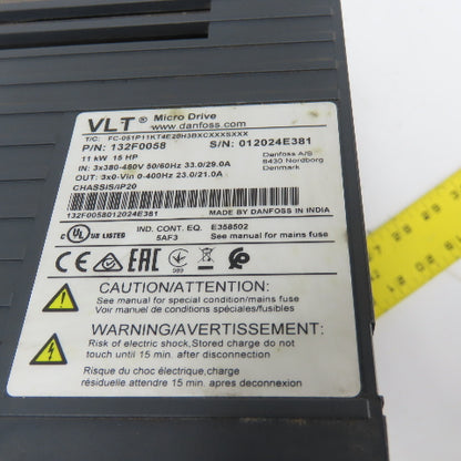 Danfoss VLT 132F0058 Micro Drive 11KW/15HP 3x380-480V In