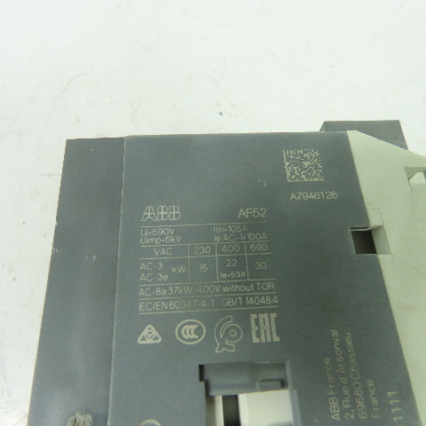 ABB AF52-30-00-12 Contactor 690VAC 50HP 48-130VDC