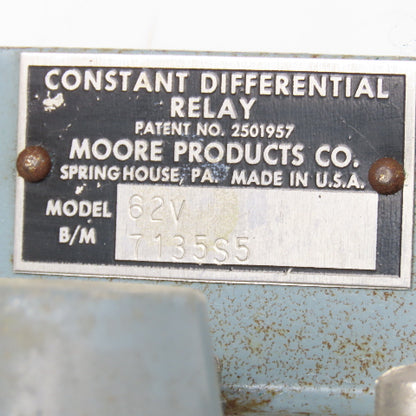 Moore Products 62V 1/4" NPT Constant Differential Pneumatic Relay