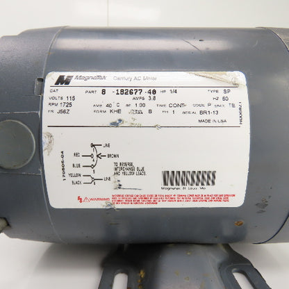 Century 8-182677-40 1/4HP Electric Motor 1725RPM 115V 1PH J56Z Frame Tested