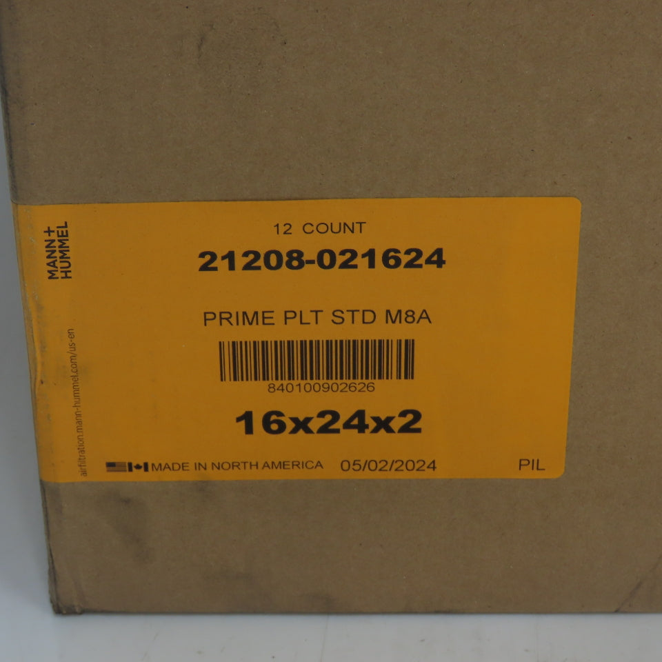 21208-021624 Prime PLT STD M8A 16" x 24" x 2" Air Filter Merv8 Lot Of 12