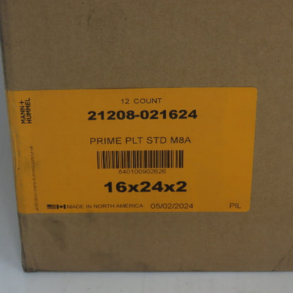 21208-021624 Prime PLT STD M8A 16" x 24" x 2" Air Filter Merv8 Lot Of 12