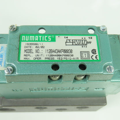 Numatics I12BA43AKP00030 Solenoid Valve 150PSIG 120v Coil Rep No.I12BA400KP00030