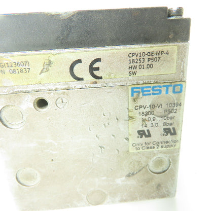 Festo CPV10-GE-MP-4 Pneumatic Valve Manifold Block 10Bar CPV-10-VI