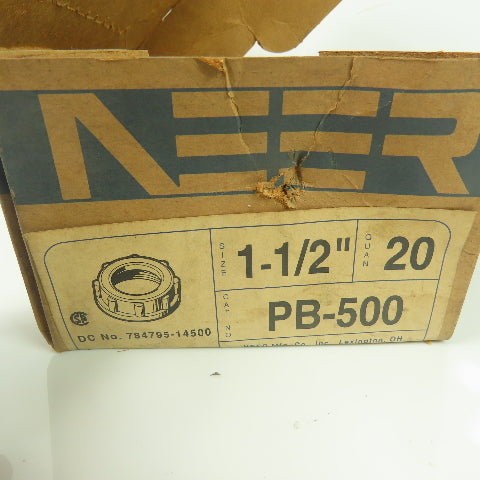 Neer PB-500 1-1/2" Plastic Insulating Conduit Bushing Polypropylene Lot Of 20
