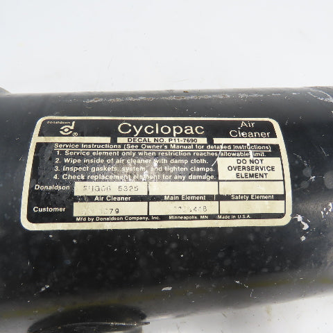 Cyclopac P11-7690 Air Cleaner From Clark 05-5100 Forklift