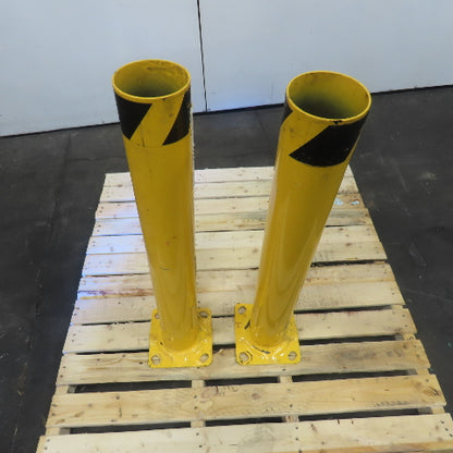 4-1/2" OD x 35" Tall Floor Mount Guard Column Post Safety Yellow Lot Of 2