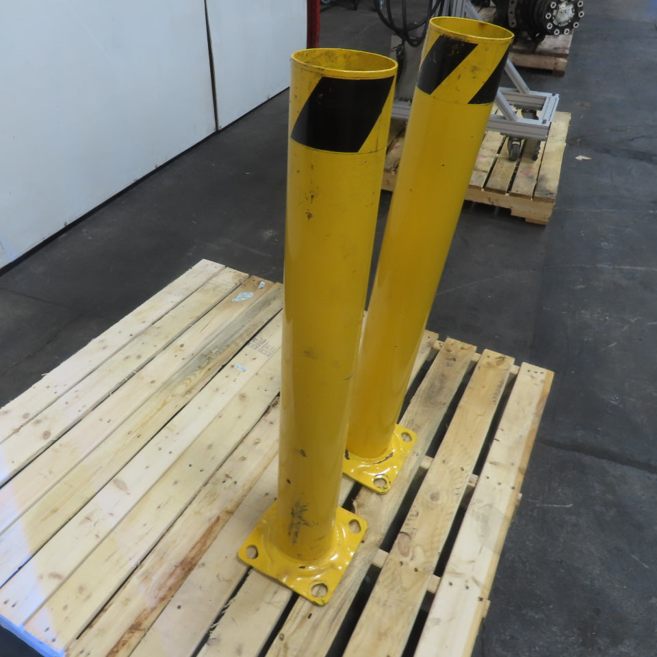 4-1/2" OD x 35" Tall Floor Mount Guard Column Post Safety Yellow Lot Of 2