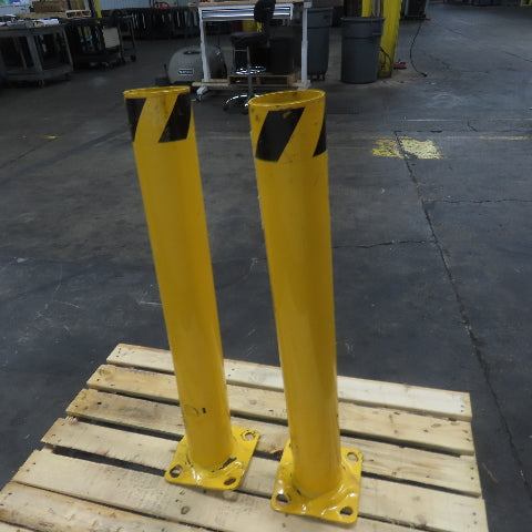 4-1/2" OD x 35" Tall Floor Mount Guard Column Post Safety Yellow Lot Of 2