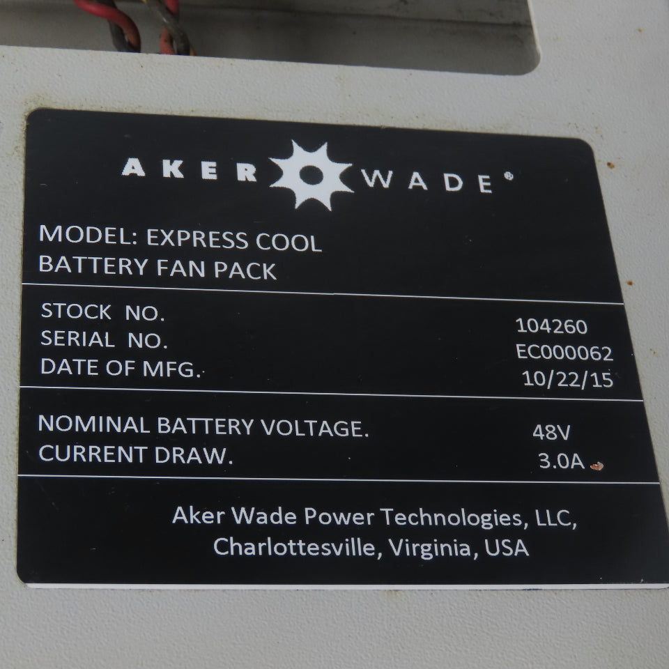 Aker Wade Express Cool 48V 3A Forklift Steelcase Battery Fan Pack