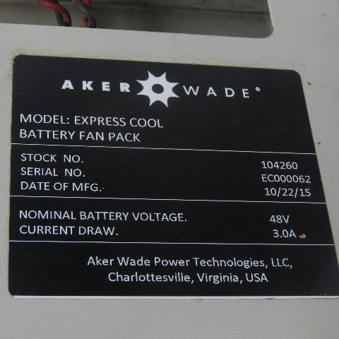 Aker Wade Express Cool 48V 3A Forklift Steelcase Battery Fan Pack