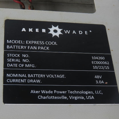 Aker Wade Express Cool 48V 3A Forklift Steelcase Battery Fan Pack