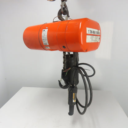 CM Lodestar Model L 1 Ton 2000LB Electric Cain Hoist 10' Lift 16FPM 230/460V