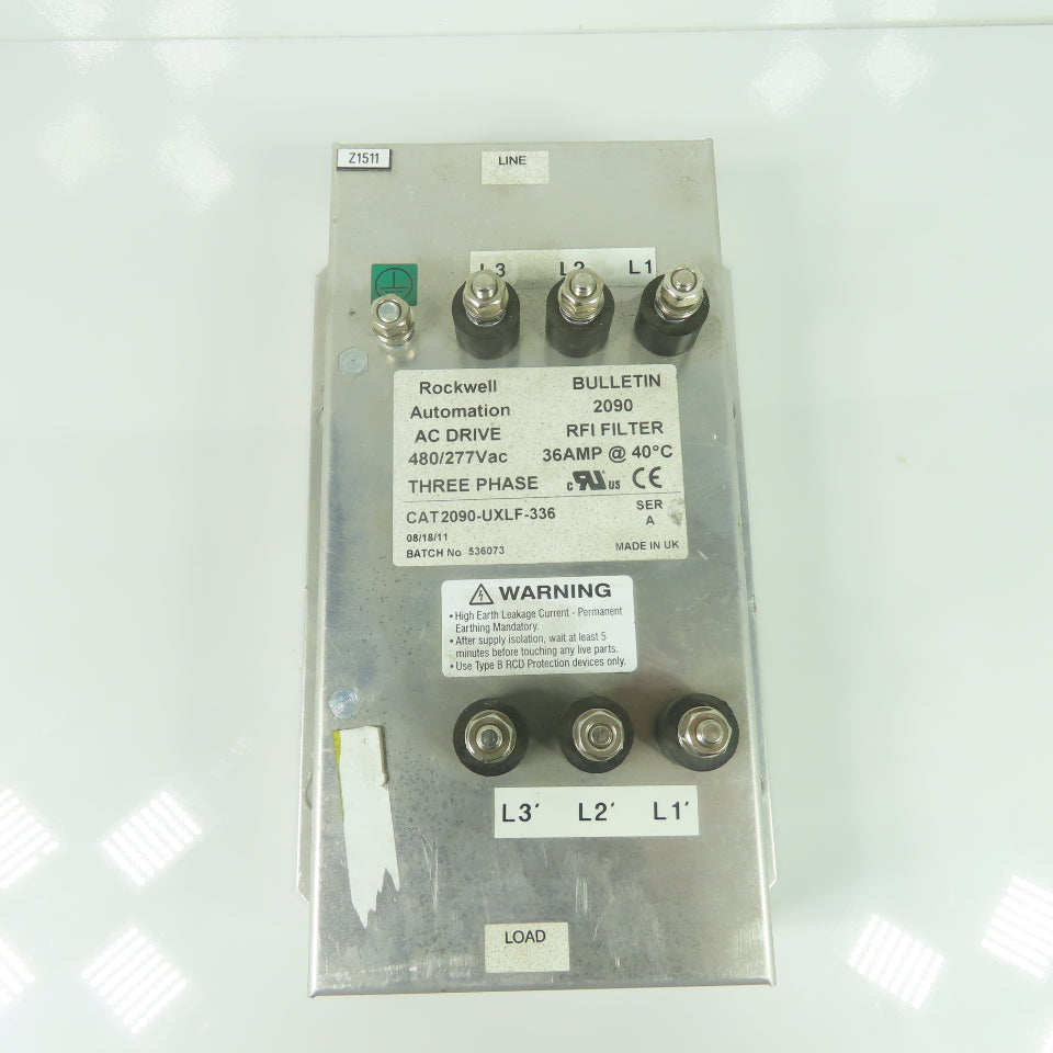 Rockwell Automation CAT 2090-UXLF-336 AC Line RFI Filter 480/277VAC 3Ph 36A