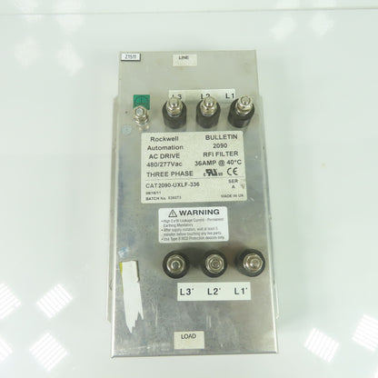 Rockwell Automation CAT 2090-UXLF-336 AC Line RFI Filter 480/277VAC 3Ph 36A