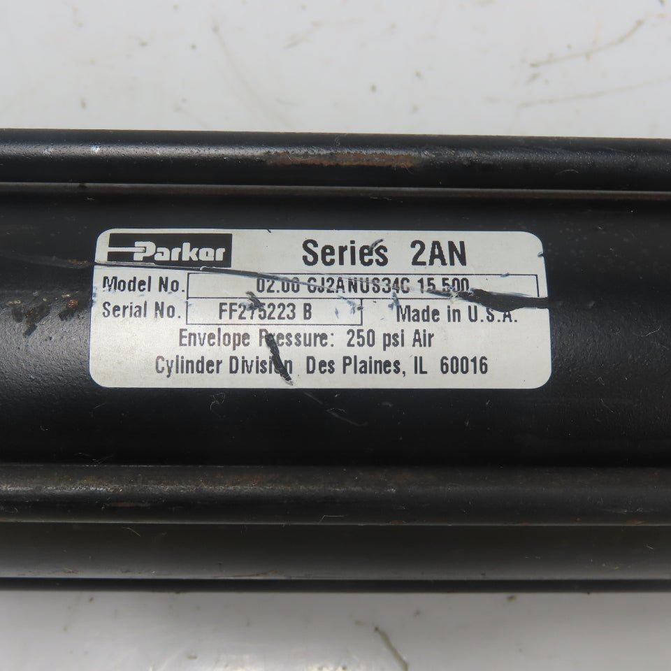 Parker 0.200 CJ2ANUS34C 15.500 Double Act Pneumatic Cylinder 2" Bore 15.5"Stroke