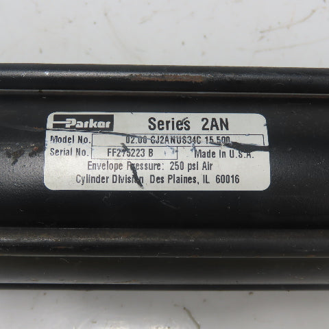 Parker 0.200 CJ2ANUS34C 15.500 Double Act Pneumatic Cylinder 2" Bore 15.5"Stroke